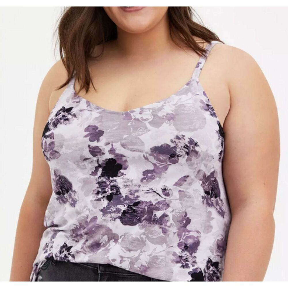 Torrid Super Soft Floral Swing Cami Purple Size 3 EUC